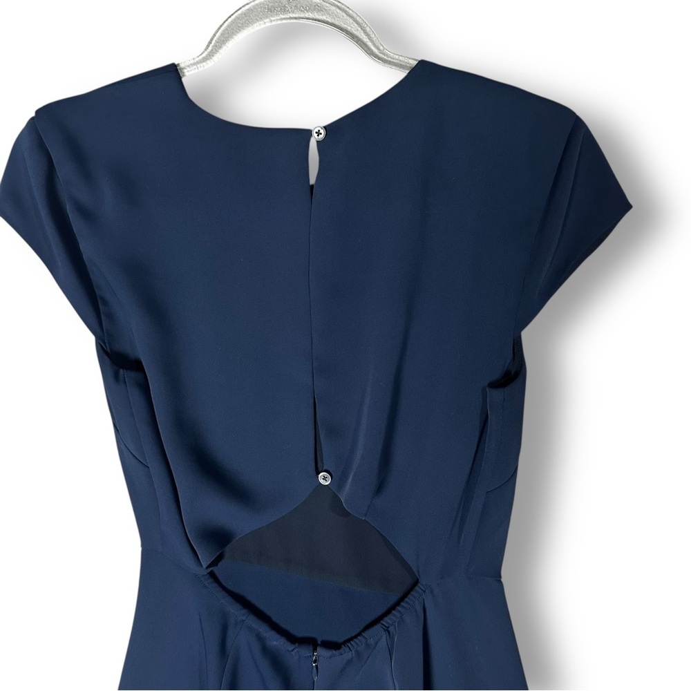 Aritzia Babaton Hamptons Mini Dress Sz 4 Navy Blue Cutout Back Minimalist - Picture 8 of 13